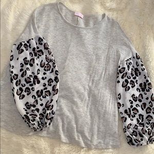 Pink Lily leopard sleeve blouse